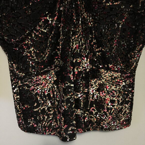 Y2K Vintage Libra Velvet Burn Out Sparkle Top Made in Canada - Picture 4 of 16